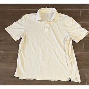 Southern Tide Men's Polo Shirt Medium Yellow Striped Lightweight Short Sleeve